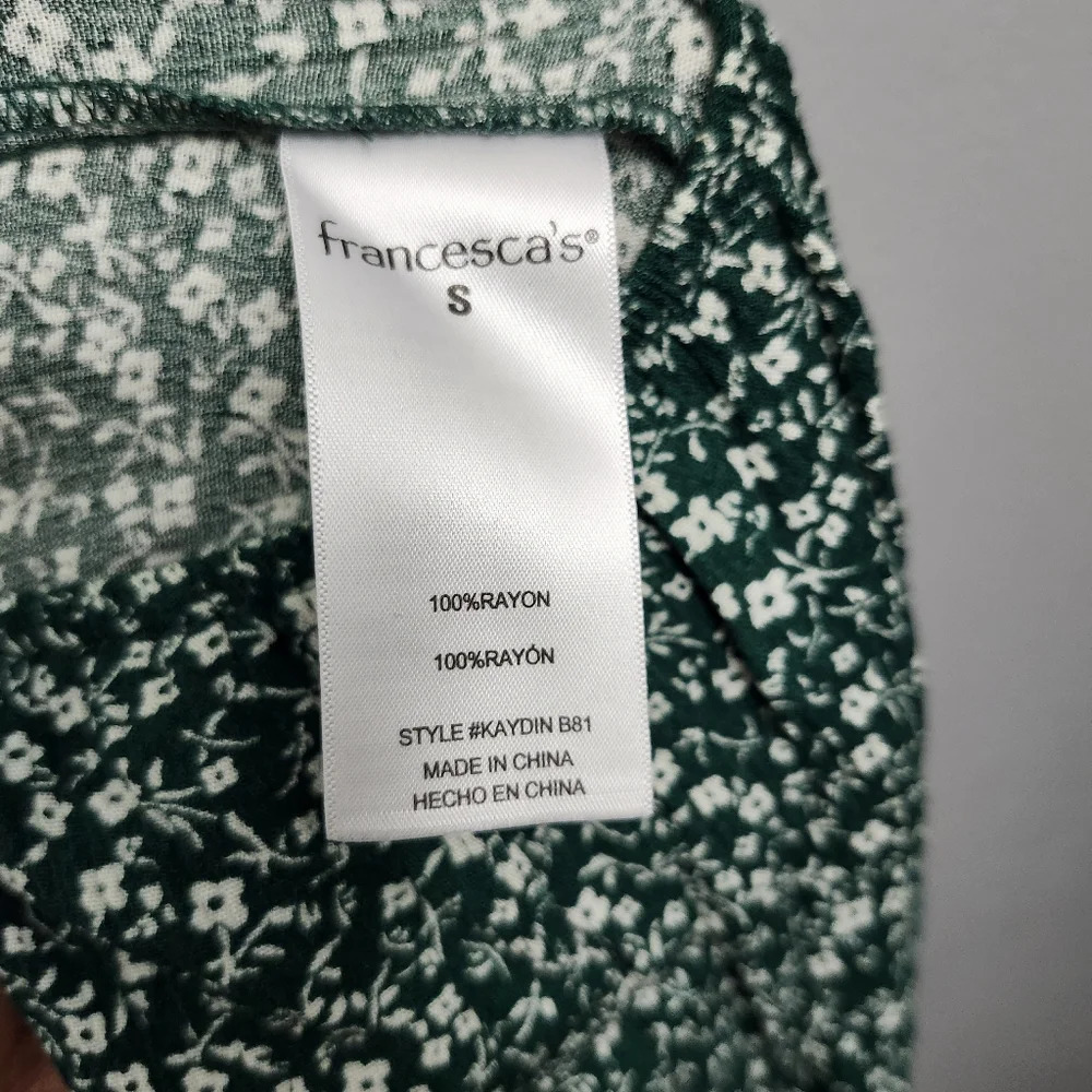 Audrey parks x francescas women's green daisy floral jumpsuit size S wid… - Picture 10 of 10